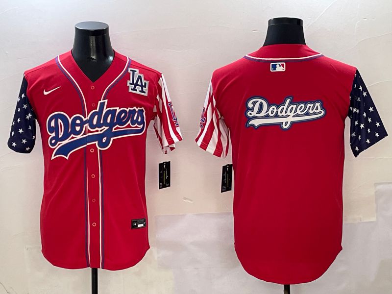 Men Los Angeles Dodgers Blank Red a generation of national flags Joint name 2025 Nike MLB Jersey style 23->los angeles dodgers->MLB Jersey